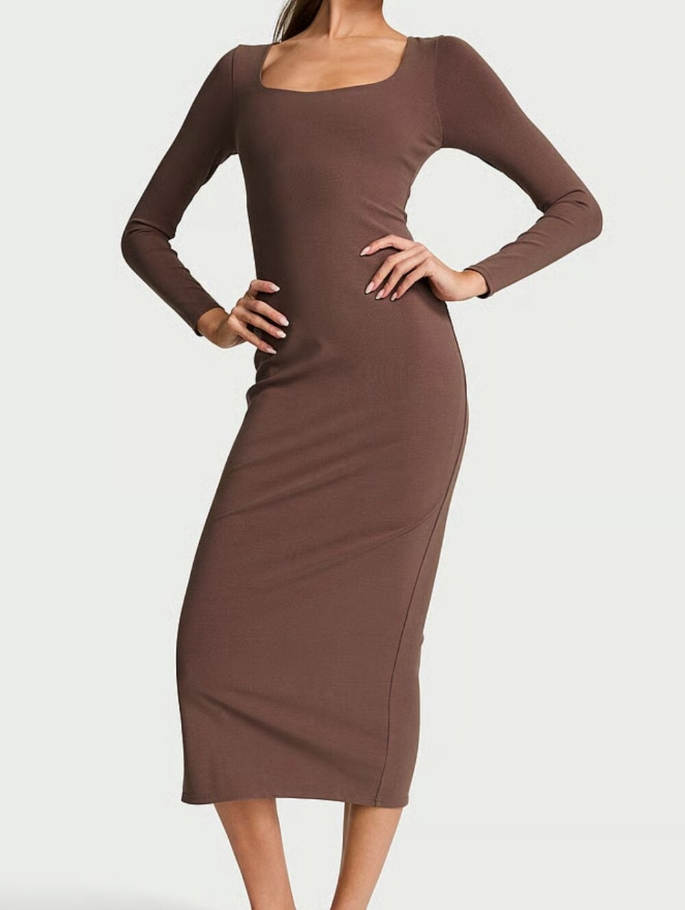 Shapewear by Victoria Smoothing Rib Long-Sleeve Maxi Dress